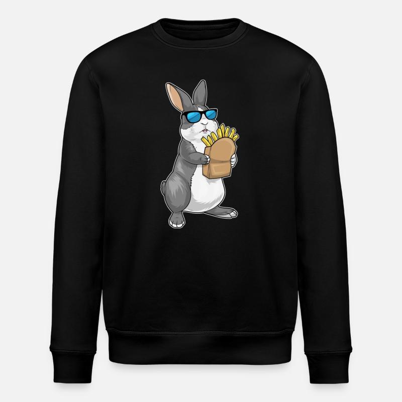 Hase Pommes frites - Stanley/Stella Unisex Bio-Sweatshirt ROLLER - Schwarz