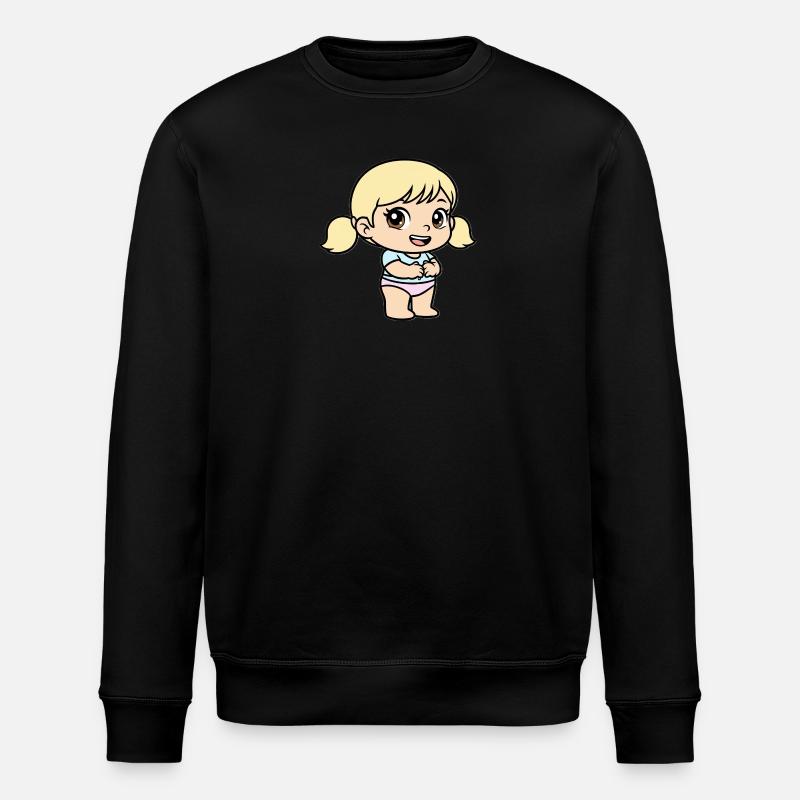 Kleines pastellblondes Cartoon-Mädchen - Stanley/Stella Unisex Bio-Sweatshirt ROLLER - Schwarz