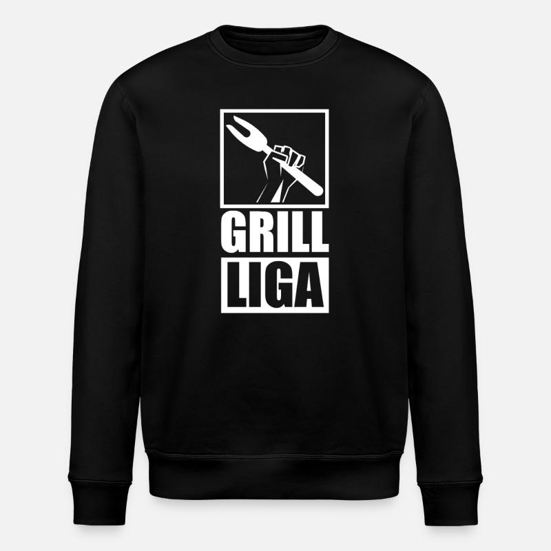 Grill League Logo Spit Fire - Stanley/Stella ROLLER Unisex Organic Sweatshirt - black