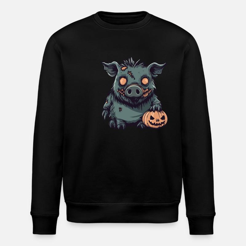 Pig Halloween Zombie Boar - Stanley/Stella ROLLER Unisex Organic Sweatshirt - black