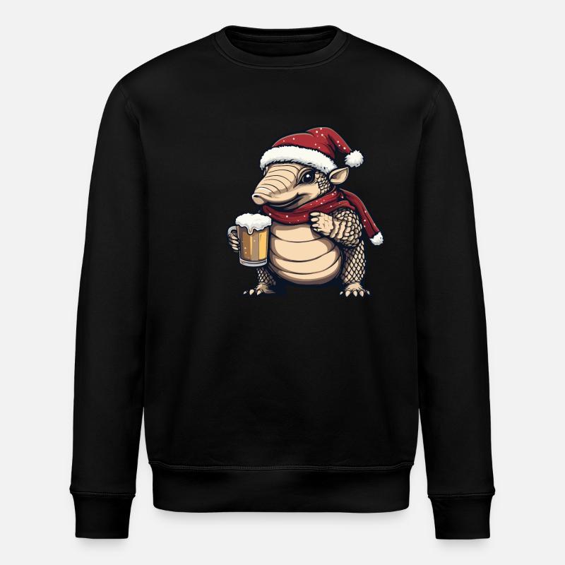 Armadillo Christmas Beer - Stanley/Stella ROLLER Unisex Organic Sweatshirt - black