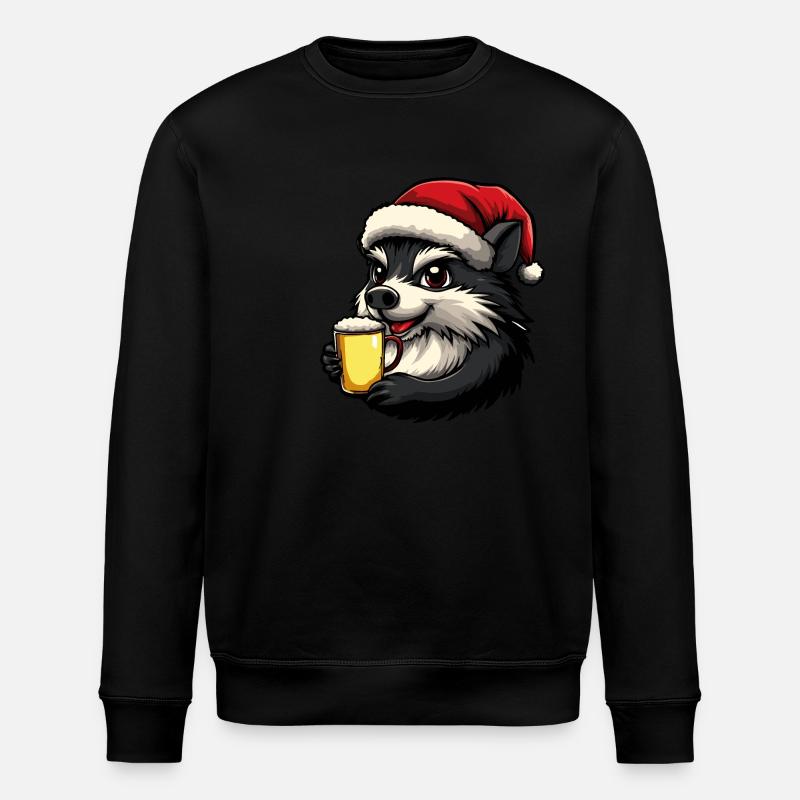hérisson Noël bière drôle - Sweat bio ROLLER Stanley/Stella Unisexe - noir