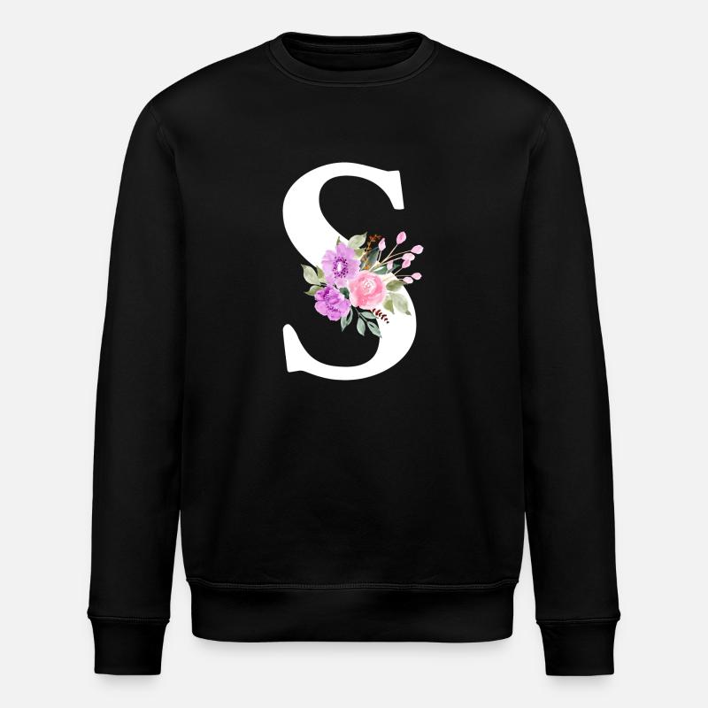 Lila Blumenbuchstabe S - Stanley/Stella Unisex Bio-Sweatshirt ROLLER - Schwarz
