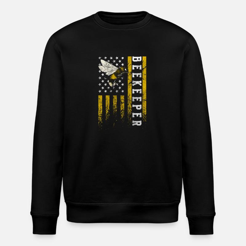 Beekeeper Honeycomb Breeding Bees - Stanley/Stella ROLLER Unisex Organic Sweatshirt - black