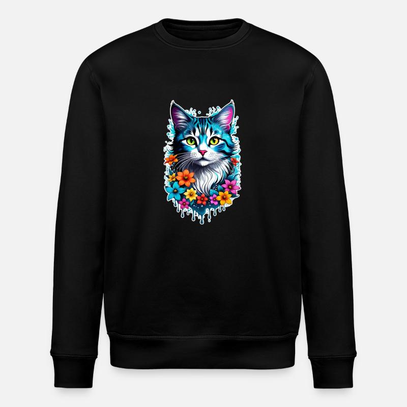 chat et fleur - Sweat bio ROLLER Stanley/Stella Unisexe - noir
