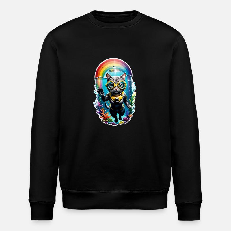 Katzen-Tauchen - Stanley/Stella Unisex Bio-Sweatshirt ROLLER - Schwarz