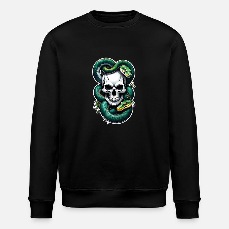 Schlangenskelett und Tattoo - Stanley/Stella Unisex Bio-Sweatshirt ROLLER - Schwarz