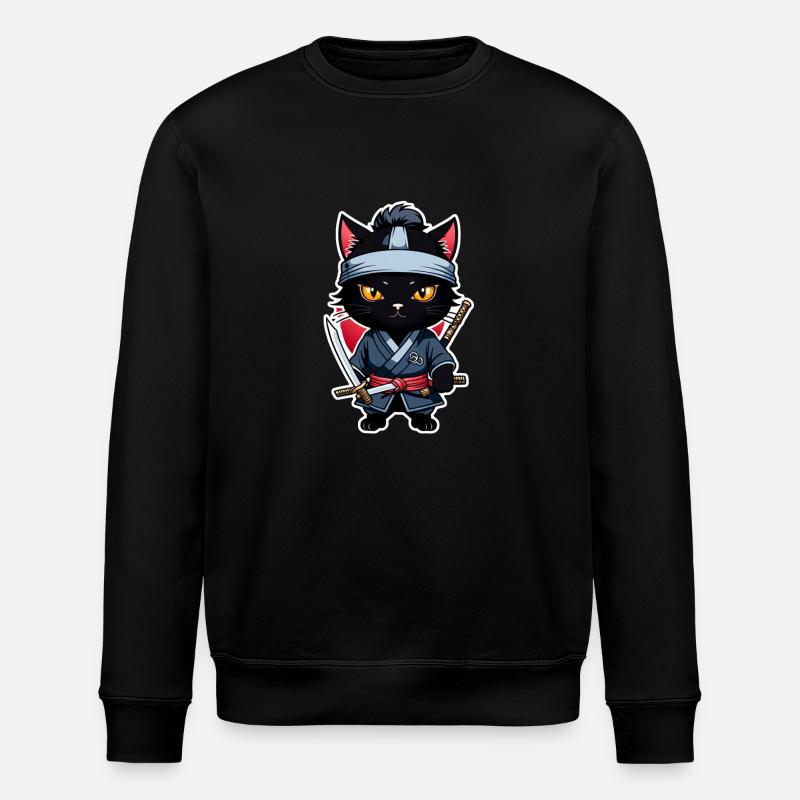 chat ninja - chaton samourai - Sweat bio ROLLER Stanley/Stella Unisexe - noir