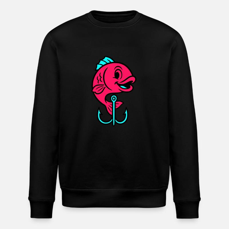 Fish Fish Hook Comic - Stanley/Stella ROLLER Unisex Organic Sweatshirt - black