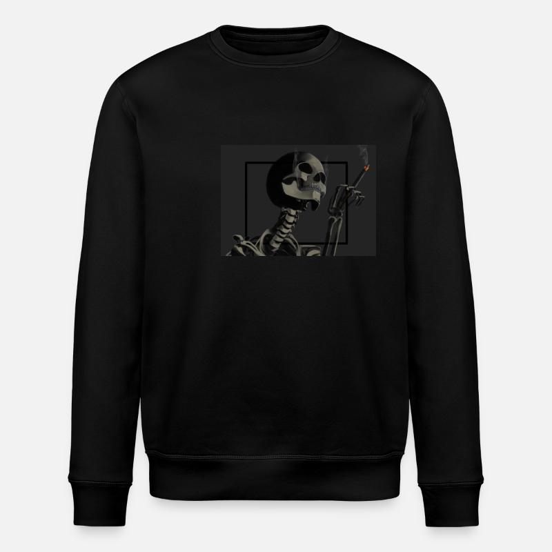 Skeleton smokes cigarettes - Stanley/Stella ROLLER Unisex Organic Sweatshirt - black