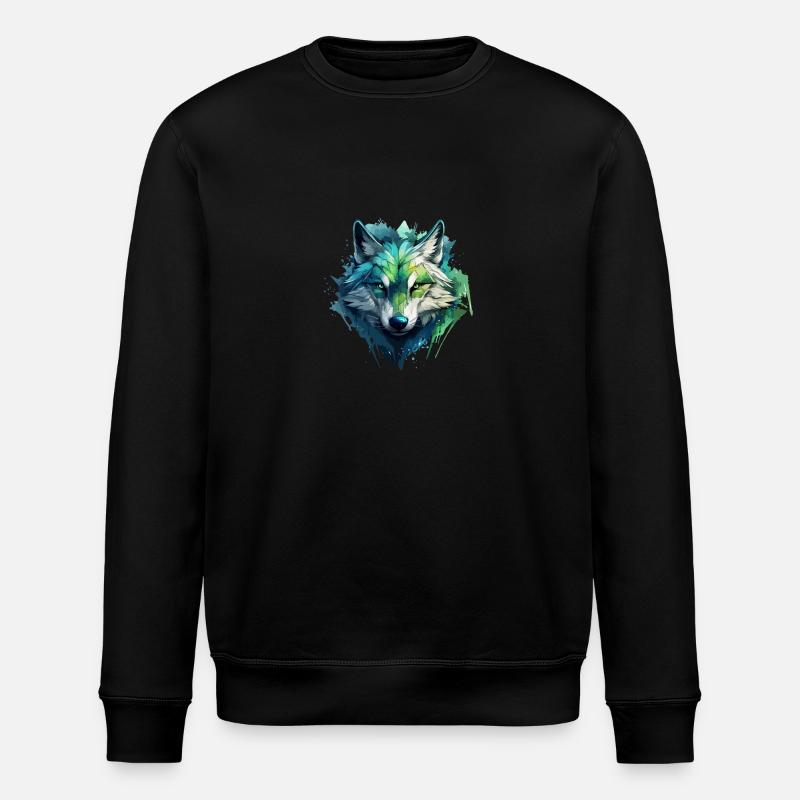 Blue Wolf Graffiti - Stanley/Stella ROLLER Unisex Organic Sweatshirt - black