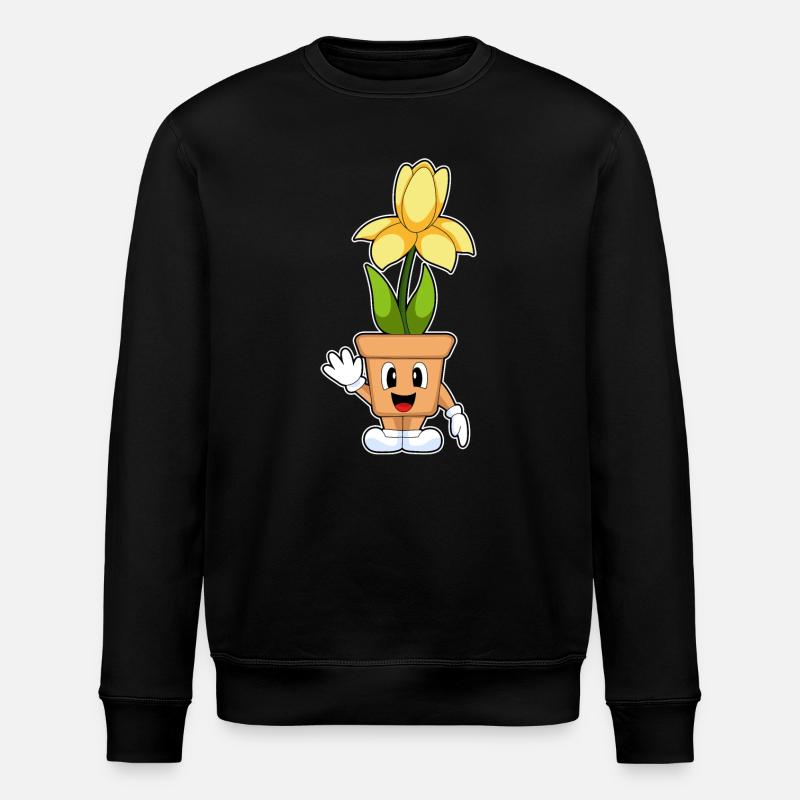 Blumentopf Narzisse Blumen - Stanley/Stella Unisex Bio-Sweatshirt ROLLER - Schwarz