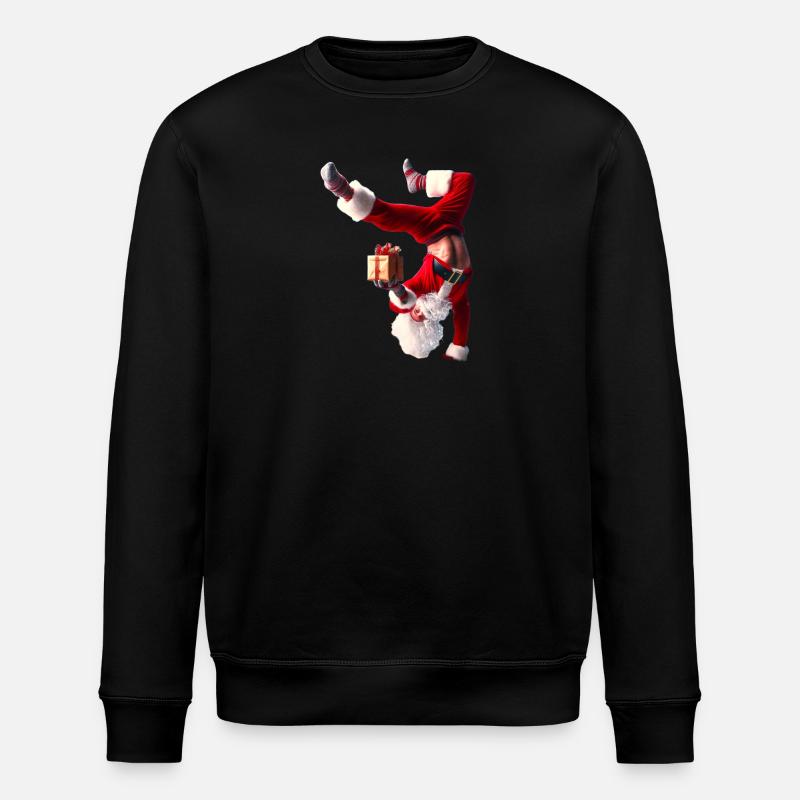 Humorvoller Weihnachtsmann mit Geschenk - Stanley/Stella Unisex Bio-Sweatshirt ROLLER - Schwarz