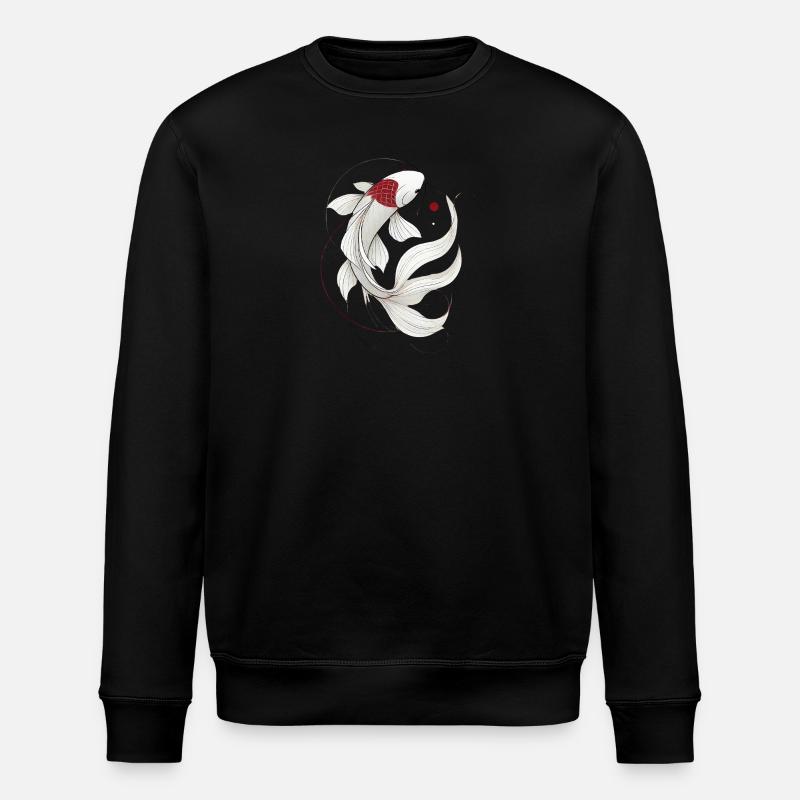 Illustration élégante de poisson Koi - Sweat bio ROLLER Stanley/Stella Unisexe - noir