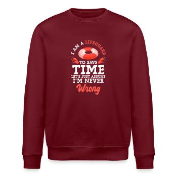 Lifeguard Swimmer Beach Swimming Instructor - Stanley/Stella ROLLER Unisex Organic Sweatshirt - burgundy - Front - Nik (191cm)
