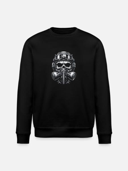 Skull in Special Ops Gear - Stanley/Stella ROLLER Unisex Organic Sweatshirt - black