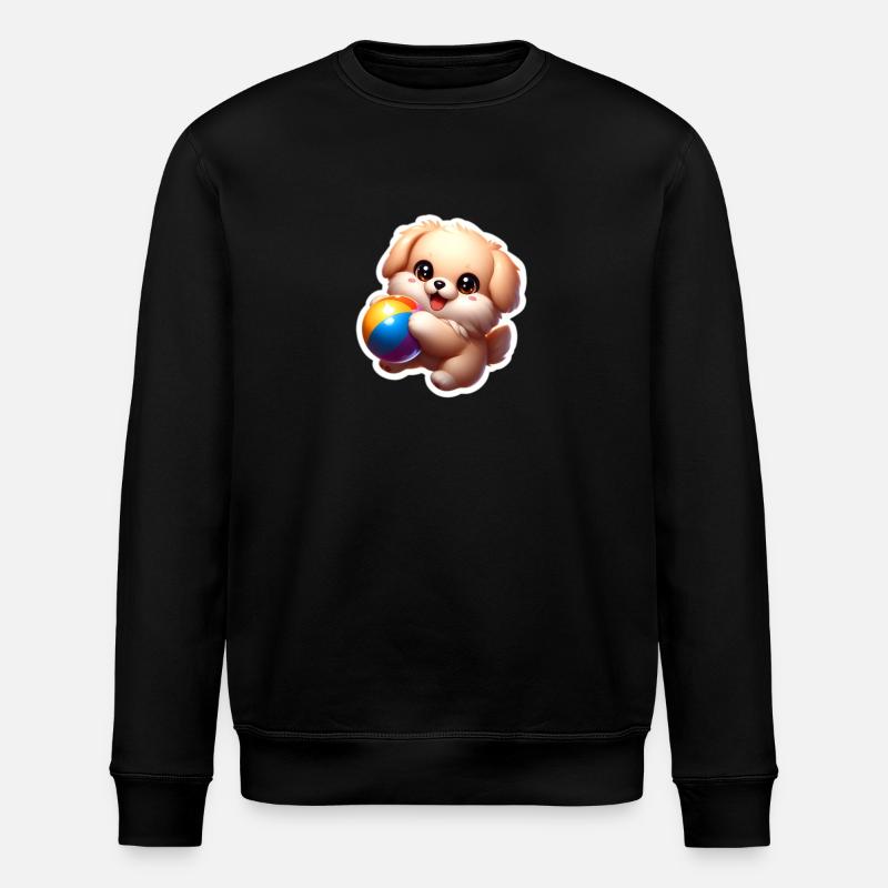 Puppy playing - Stanley/Stella Unisex Bio-Sweatshirt ROLLER - Schwarz