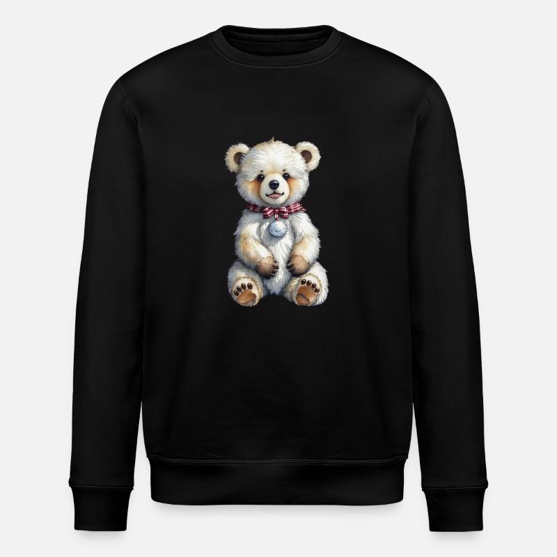 Cute Christmas Bear - Stanley/Stella ROLLER Unisex Organic Sweatshirt - black