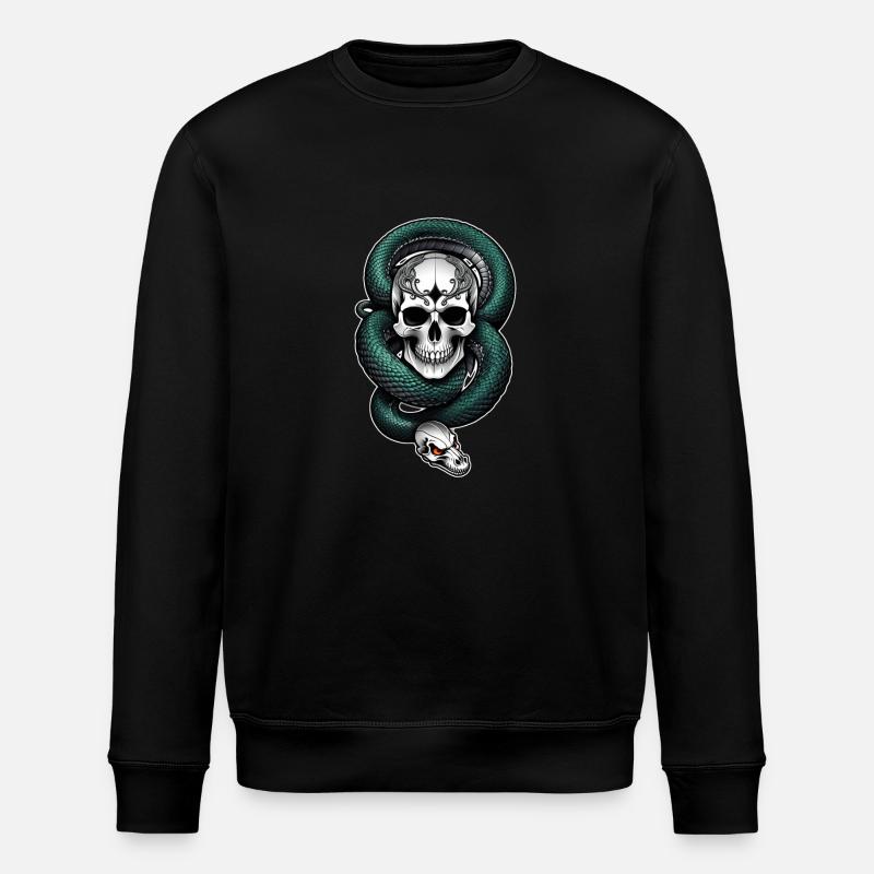 Schlangenskelett und Tattoo - Stanley/Stella Unisex Bio-Sweatshirt ROLLER - Schwarz