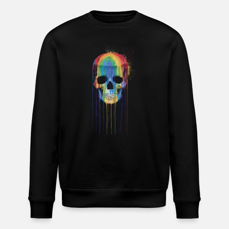 Rainbow Skull - Stanley/Stella ROLLER Unisex Organic Sweatshirt - black