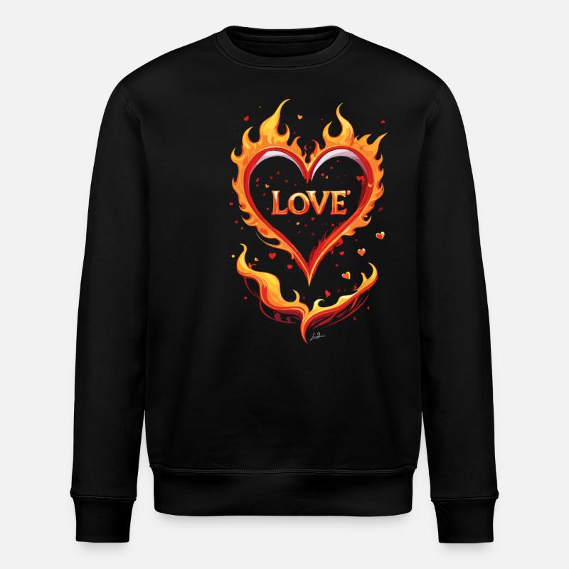 Love valentin coeur feu - Sweat bio ROLLER Stanley/Stella Unisexe - noir
