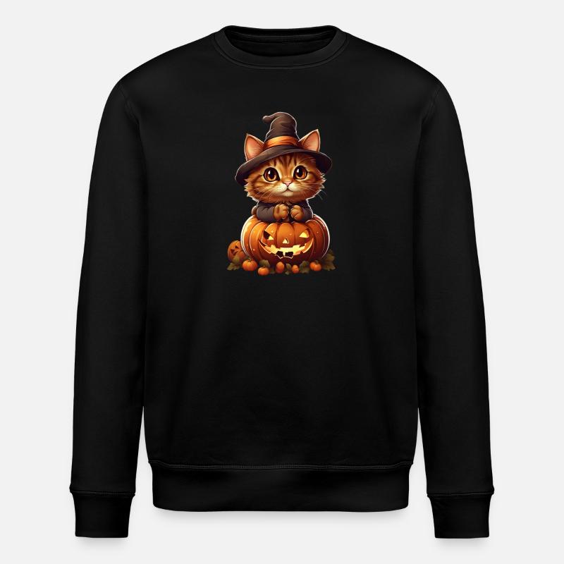 Halloween Katze - Stanley/Stella Unisex Bio-Sweatshirt ROLLER - Schwarz
