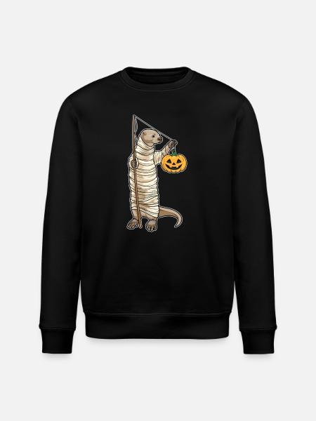 Otter Halloween Fishing - Stanley/Stella ROLLER Unisex Organic Sweatshirt - black