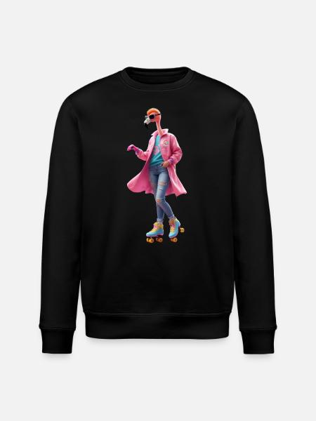 Roller skating Flamingo - Stanley/Stella ROLLER Unisex Organic Sweatshirt - black