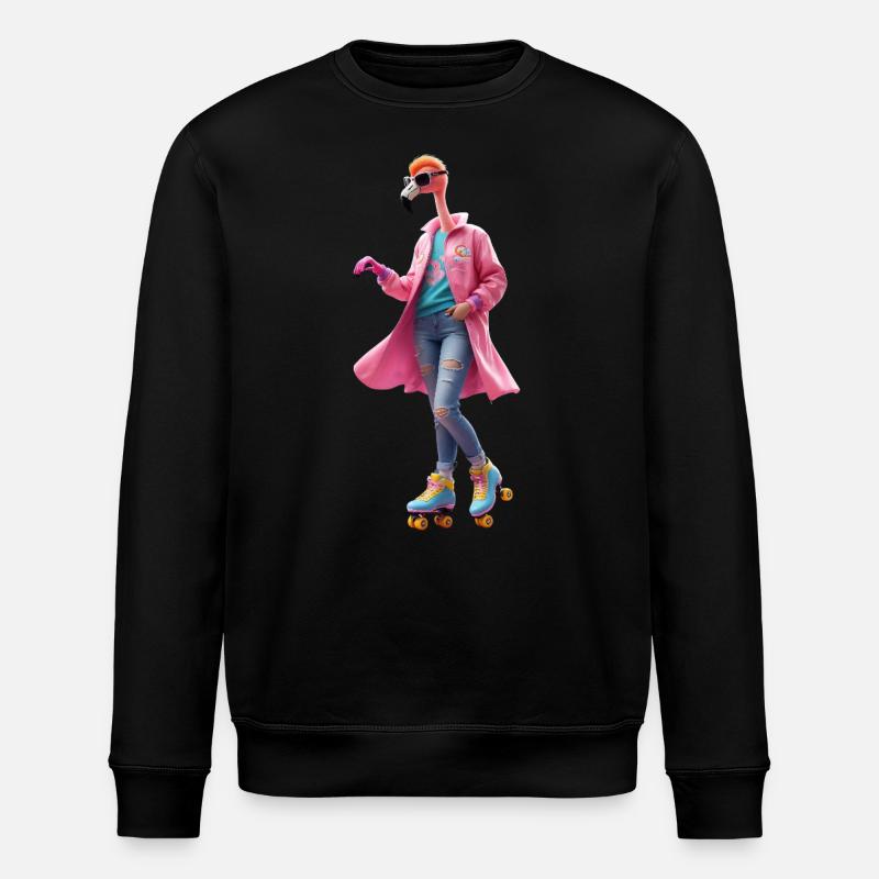 Rollerskating Flamingo - Stanley/Stella Unisex Bio-Sweatshirt ROLLER - Schwarz