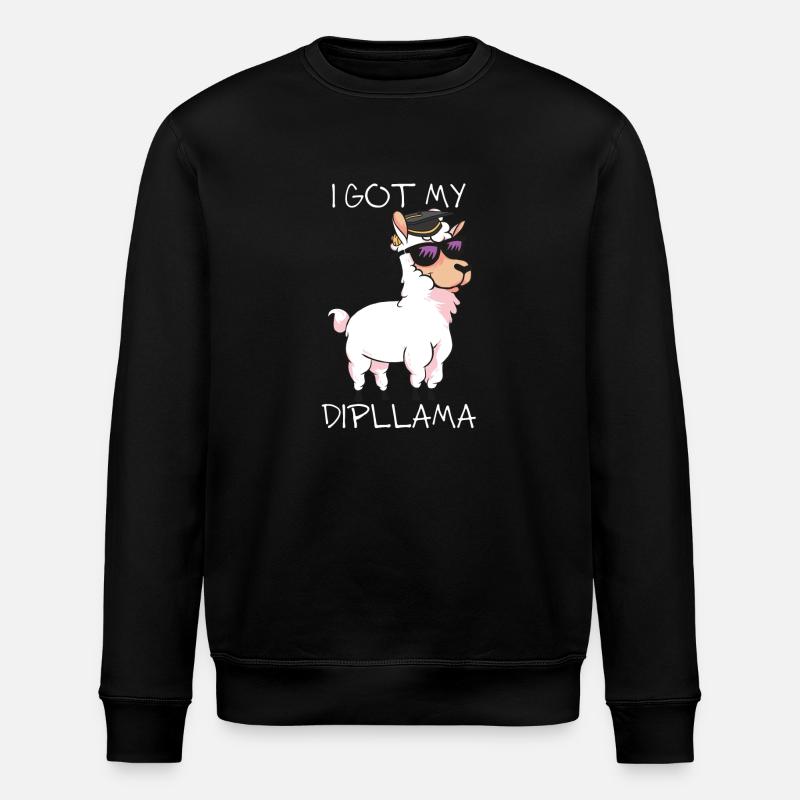 Funny School Graduation Diploma - LLama I Got My - Stanley/Stella ROLLER Unisex Organic Sweatshirt - black