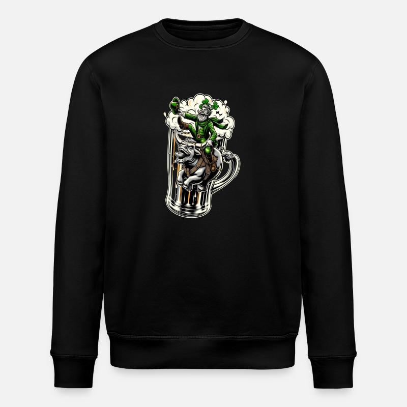 Riding Leprechaun (Irish Leprechaun) - Stanley/Stella ROLLER Unisex Organic Sweatshirt - black