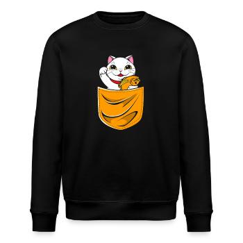 Porte-bonheur Maneki Neko Japon - Sweat bio ROLLER Stanley/Stella Unisexe - noir - Devant - Nik (191cm)