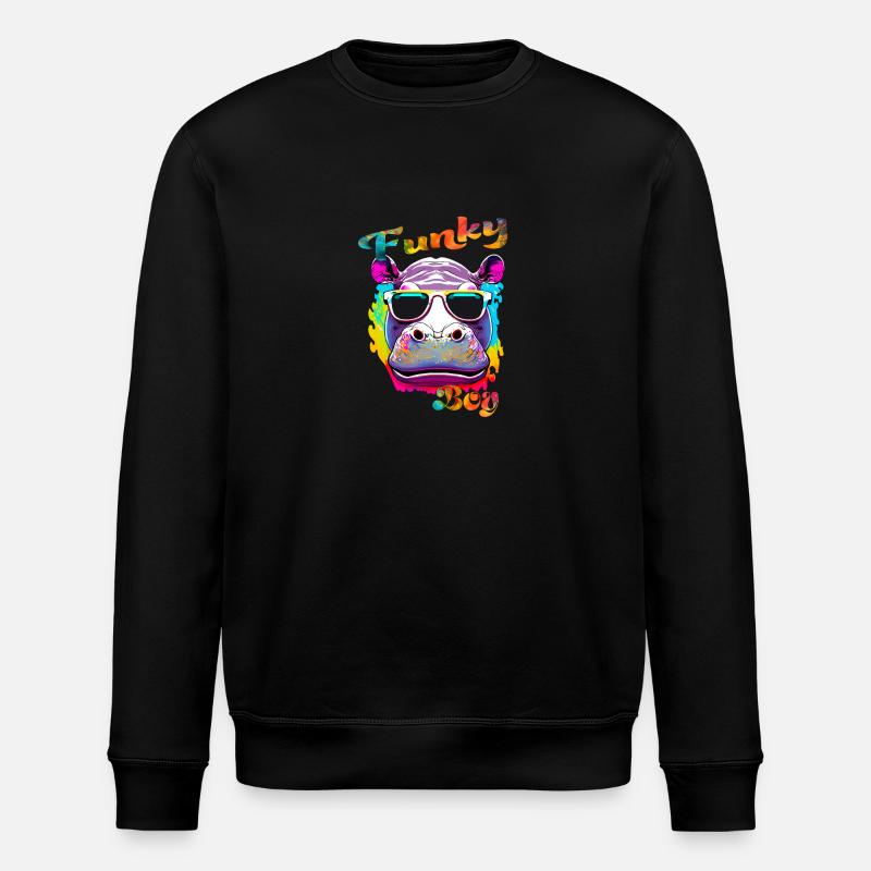 Funky Junge Nilpferd - Stanley/Stella Unisex Bio-Sweatshirt ROLLER - Schwarz