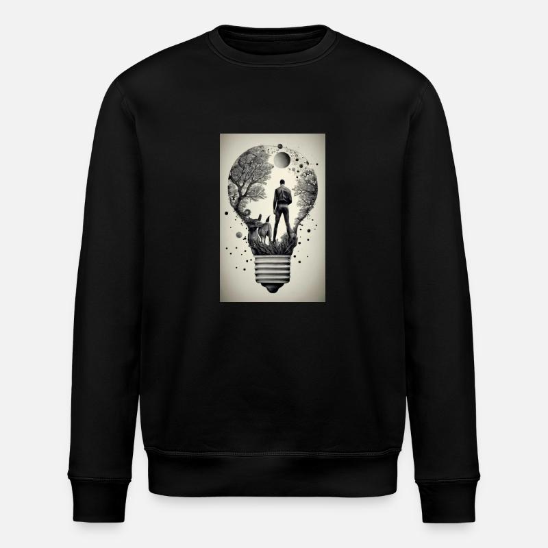 man inside a light bulb - Stanley/Stella ROLLER Unisex Organic Sweatshirt - black