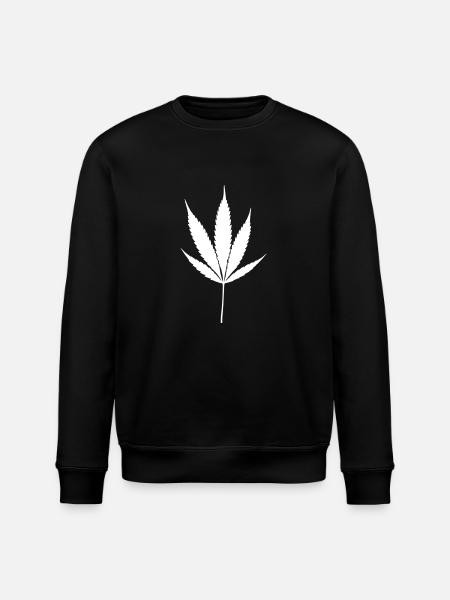 White Cannabis Leaf - Stanley/Stella ROLLER Unisex Organic Sweatshirt - black