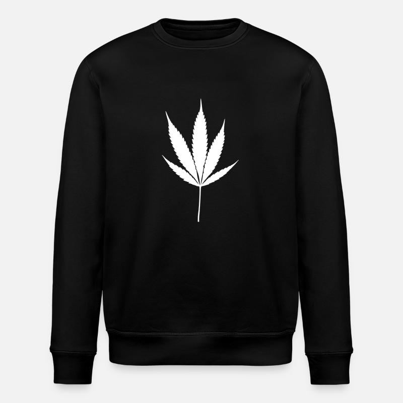 White Cannabis Leaf - Stanley/Stella ROLLER Unisex Organic Sweatshirt - black