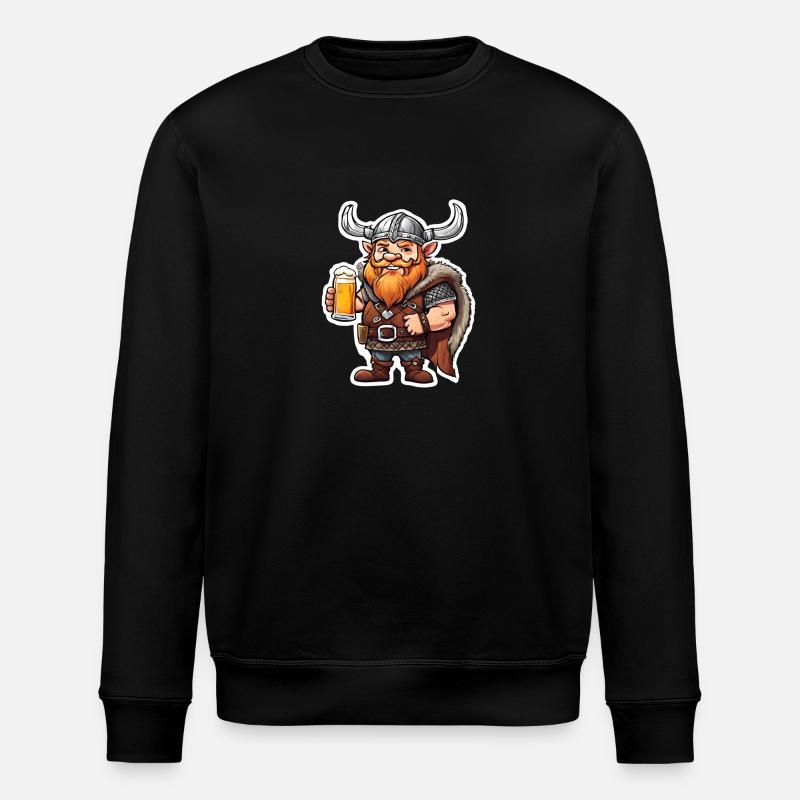 Fröhlicher Wikinger mit Bier - Stanley/Stella Unisex Bio-Sweatshirt ROLLER - Schwarz