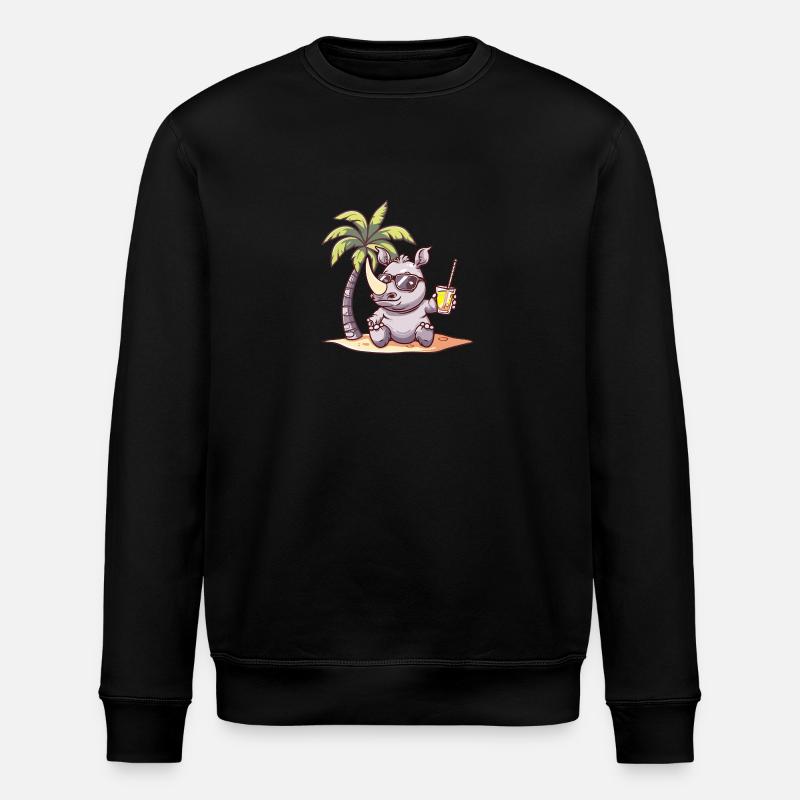 Rhino Summer Beach Comic - Stanley/Stella ROLLER Unisex Organic Sweatshirt - black