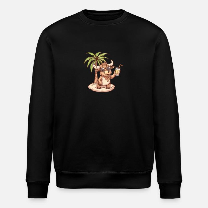 Taurus Summer Beach Comic - Stanley/Stella ROLLER Unisex Organic Sweatshirt - black