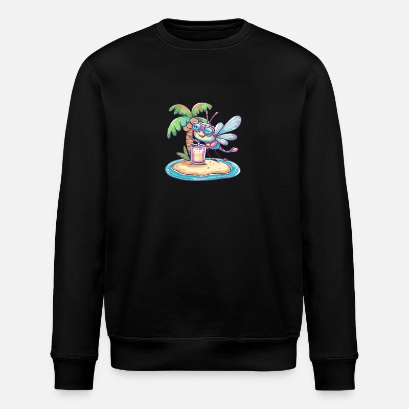 Dragonfly Summer Beach Comic - Stanley/Stella ROLLER Unisex Organic Sweatshirt - black