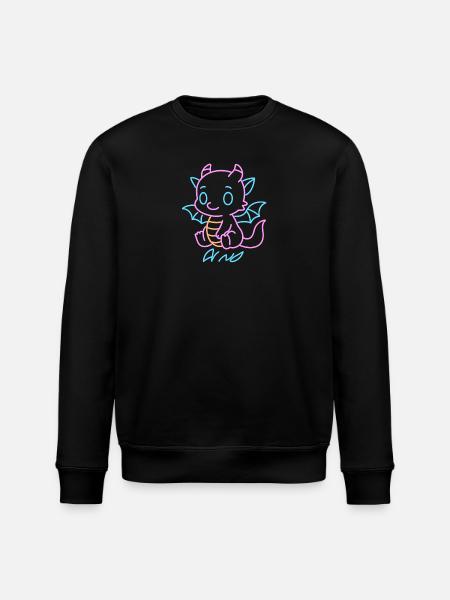 Neon-Regenboot-Drache in Neon Lines - Stanley/Stella Unisex Bio-Sweatshirt ROLLER - Schwarz