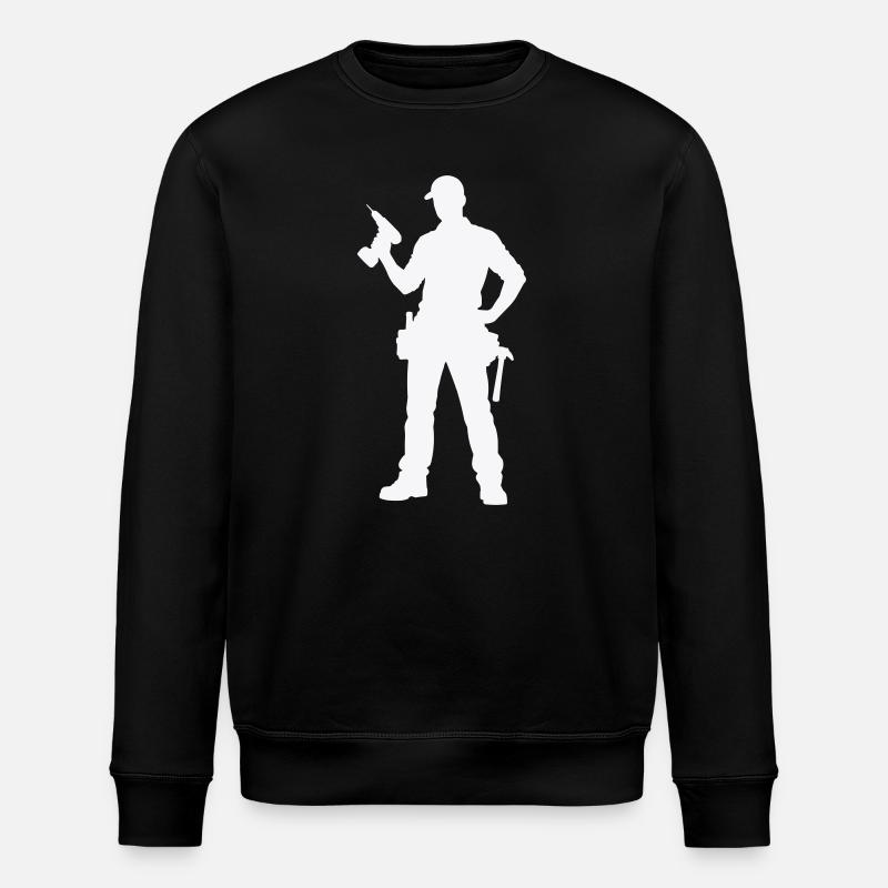 Craftsman silhouette with tools - Stanley/Stella ROLLER Unisex Organic Sweatshirt - black