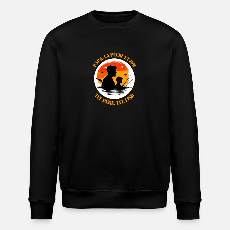 Papa, la pêche et moi - Sweat bio ROLLER Stanley/Stella Unisexe - noir