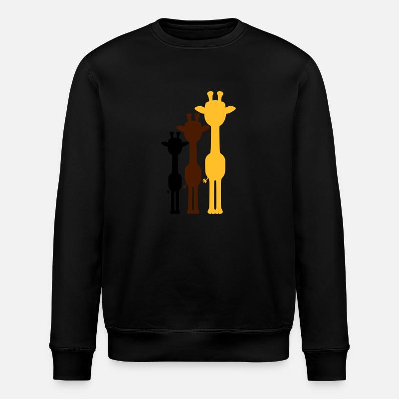 3 Farben Coole Giraffen Umriss Schatten Silhouette - Stanley/Stella Unisex Bio-Sweatshirt ROLLER - Schwarz