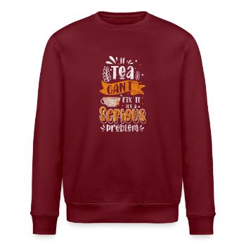 Teeliebhaber Erholung Teekanne - Stanley/Stella Unisex Bio-Sweatshirt ROLLER - Burgunderrot - Vorne - Nik (191cm)