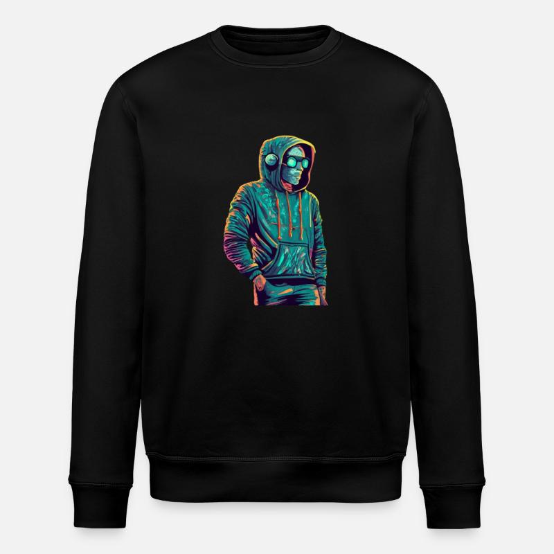 Hoodie Man mit Brille - Stanley/Stella Unisex Bio-Sweatshirt ROLLER - Schwarz