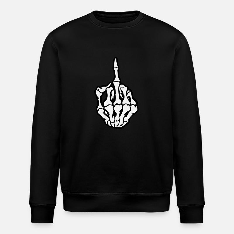 Skull Middle Finger - Stanley/Stella ROLLER Unisex Organic Sweatshirt - black