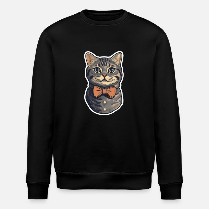 Eine süße Katze mit Fliege - Stanley/Stella Unisex Bio-Sweatshirt ROLLER - Schwarz