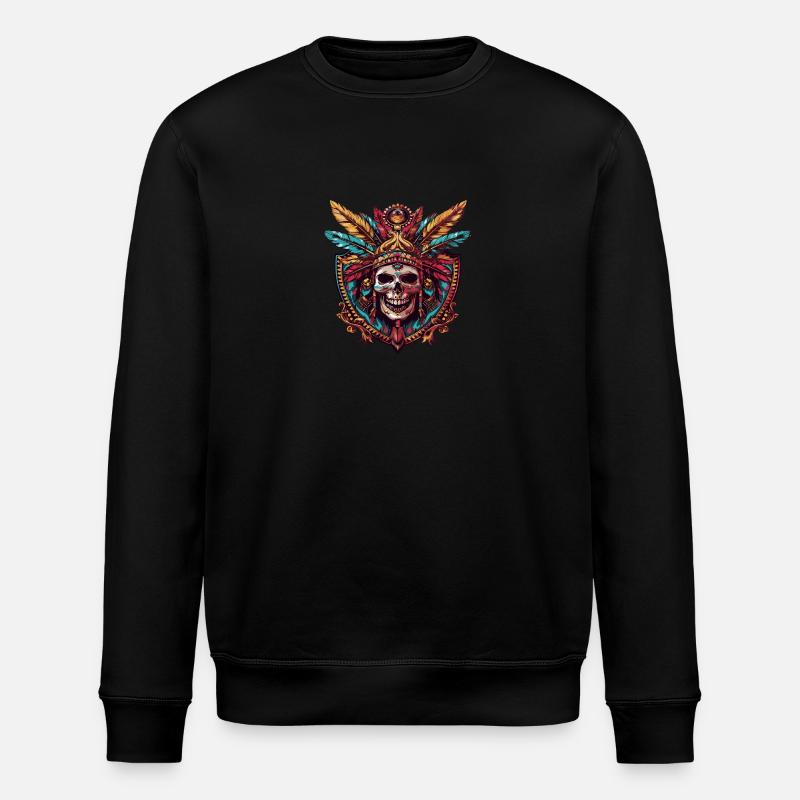 Indianer Totenkopf - Stanley/Stella Unisex Bio-Sweatshirt ROLLER - Schwarz