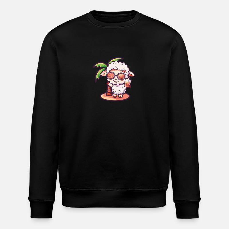 Sheep Summer Beach Comic - Stanley/Stella ROLLER Unisex Organic Sweatshirt - black